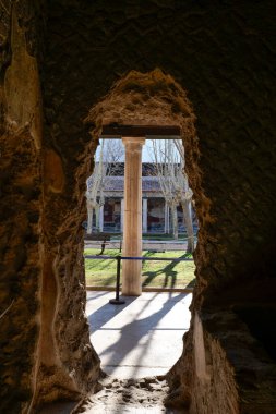 İtalya, Castellammare di Stabia 'da antik bir Roma villasının kalıntıları..