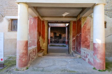 İtalya, Castellammare di Stabia 'da antik bir Roma villasının kalıntıları..