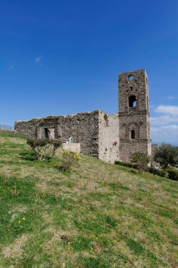 The ruins of a church inside the medieval castle of Lettere in Campania, Italy. clipart