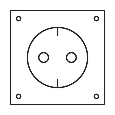 Elektrik soket ikonu vektörü izole edildi. Yüksek voltajlı bir cihazın tasviri. Elektrik şebekesi. Basit satır sanatı.
