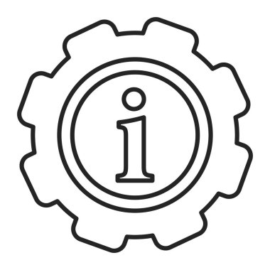 Vites simgesi vektörünün içindeki bilgi işareti izole edildi. Ayarlar, bilgi bakımı.