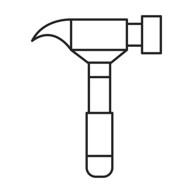 Çekiç simgesi vektörü izole edildi. Bir iş aracının satır sembolü, ev onarımı ve inşaat işi kavramı.