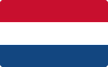 Netherlands flag vector isolated. National symbol of country in European union. Blue, red and white stripes.