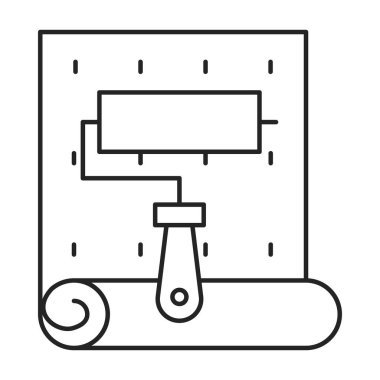 Paintroller and wallpaper icon vector isolated. Concept of home renovation and repair. Wallpaper renewal using roller.