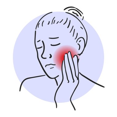 Woman touching cheek, pain the jaw vector isolated. Toothache, dental problems. Girl feelling strong pain, unhealthy condition.