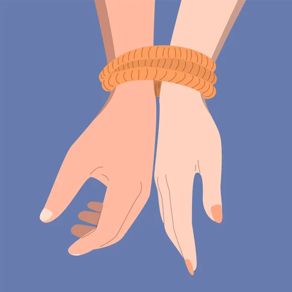 Hands Two People Tied Rope Concept Toxic Relationship Codependency Man — 图库矢量图片