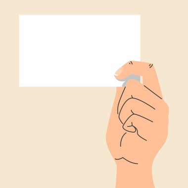 Hands holding empty banner vector isolated. Illustration of hands holding white paper sheet. Empty space for message.