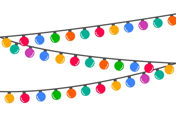 Colorido Vector Guirnalda Navidad Aislado Ilustración Luces Brillantes Elemento Decorativo — Vector de stock