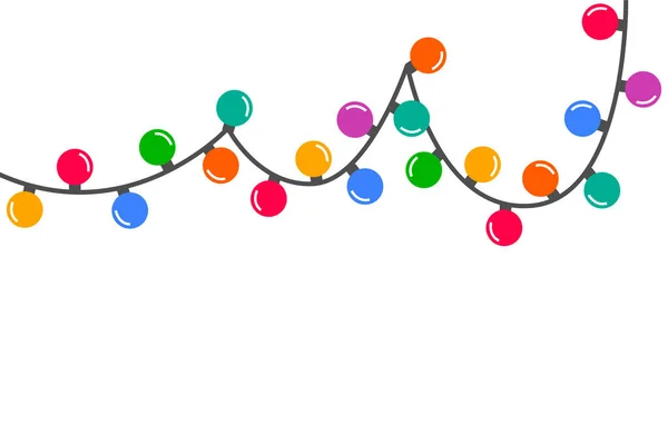 Colorido Vector Guirnalda Navidad Aislado Ilustración Luces Brillantes Elemento Decorativo — Vector de stock