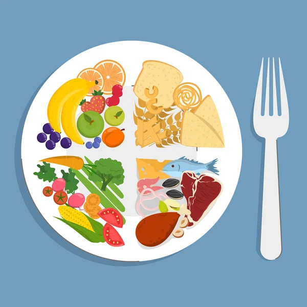 Vector Placa Saludable Aislado Inforgáfica Una Dieta Adecuada Una Nutrición — Vector de stock