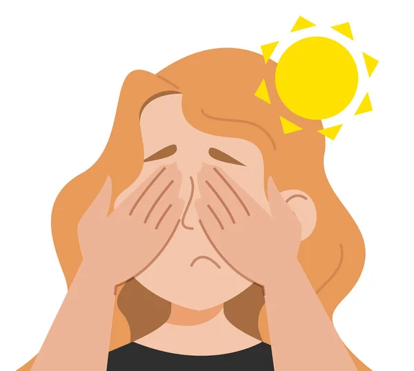 Lichtempfindlichkeitsvektor Isoliert Weibliche Charaktere Leiden Unter Photophobie Symptome Von Migräne — Stockvektor