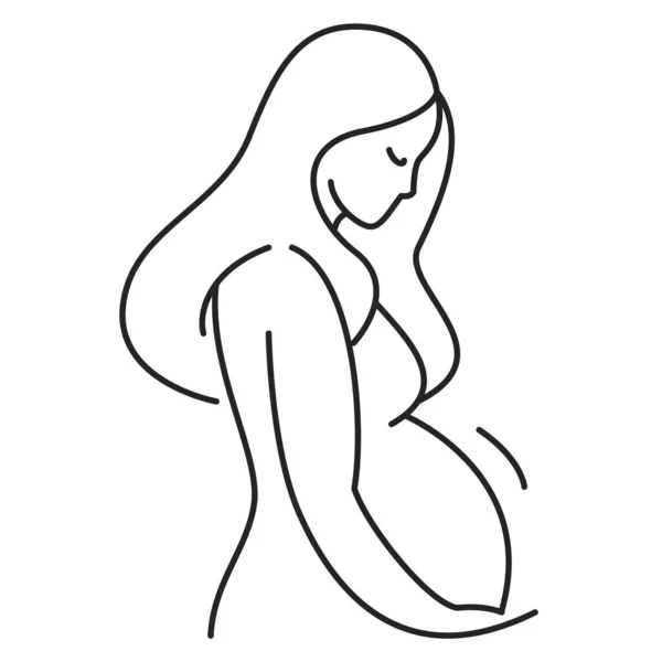 Pregnanat Woman Icon Vector Isolated Line Symbol Young Woman Expecting — Stock Vector