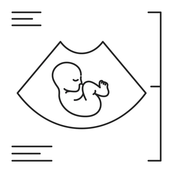 Фетус Ультразвуковому Векторі Ікони Ізольований Концепція Вагітності Пологового Будинку Медична — стоковий вектор