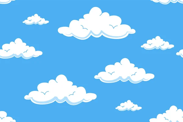 Vektorfelhő Minta Illusztráció Kék Gyönyörű Fehér Felhők Zökkenőmentes Felhő Minta — Stock Vector