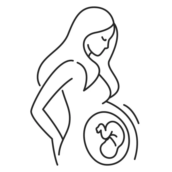 Schwangere Frau Icon Vektor Isoliert Liniensymbol Einer Jungen Frau Die — Stockvektor