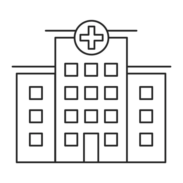 Ikonenvektor Für Krankenhausgebäude Isoliert Konzept Der Medizin Und Gesundheitsfürsorge Liniensymbol — Stockvektor