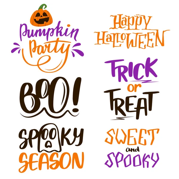 Halloween Lettering Phrases Set Vector Isolated Collection Design Element Autumn — Stock Vector