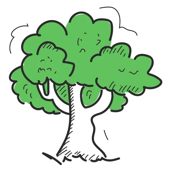 Albero Doodle Icona Vettore Isolato Simbolo Pianta Verde Albero Con — Vettoriale Stock