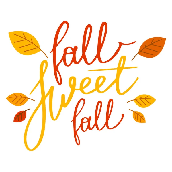 Fall Sweet Fall Saying Autumn Lettering Vector Isolated Cute Design — Stock Vector