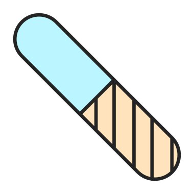 Tırnak dosya çizgisi simgesi vektörü izole edildi. Manikür ve pedikür aleti, kişisel hijyen. Güzellik malzemeleri..