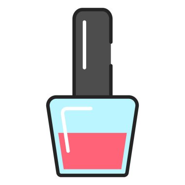 Tırnak cilası çizgisi ikon vektörü izole edildi. Güzellik malzemelerinin sembolü. Manikür ve pedikür için bir araç. Kırmızı cam şişe..