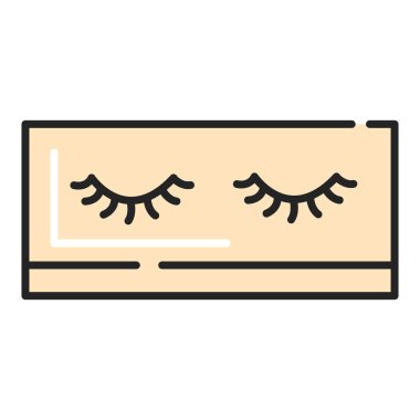 Paket hattı ikon vektöründeki takma kirpikler izole edildi. Güzellik ve moda kavramı. Yapışkan takma kirpikler..