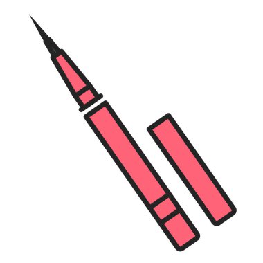 Siyah göz kalemi ikonu vektörü izole edildi. Kozmetik aletin çizgi sembolü, güzellik ve moda konsepti. Göz kalemi. Kadın aksesuarları