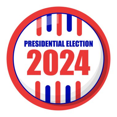 Seçim iğnesi 2024 vektörü izole edildi. Ulusal kampanya, cumhuriyetçiler ya da demokratlar için oy, ABD 'de seçimler. Demokrasi ve vatanseverlik.