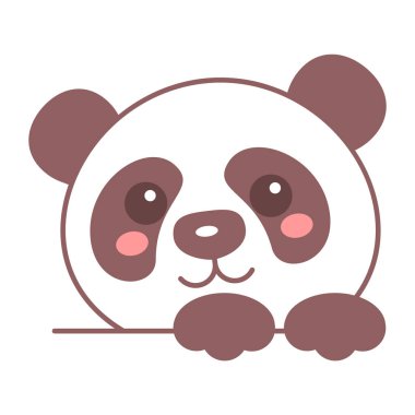 Şirin panda baş ikon vektörü izole edildi. Hayvan karakterinin düz çizgi portresi. Tatlı sevimli panda. Komik mutlu panda.