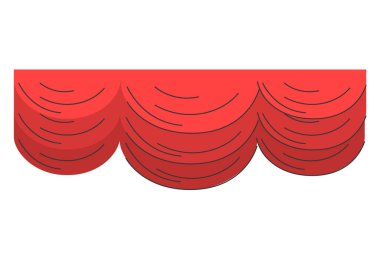 Kırmızı tiyatro perdeleri izole edildi. Teatral zarif kumaş. Web pankartı için tasarım ögesi.