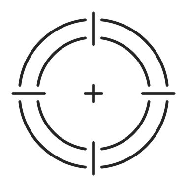 Askeri hedef çizgisi ikon vektörü izole edildi. Silah hedefinin sembolü, basit bir resim..