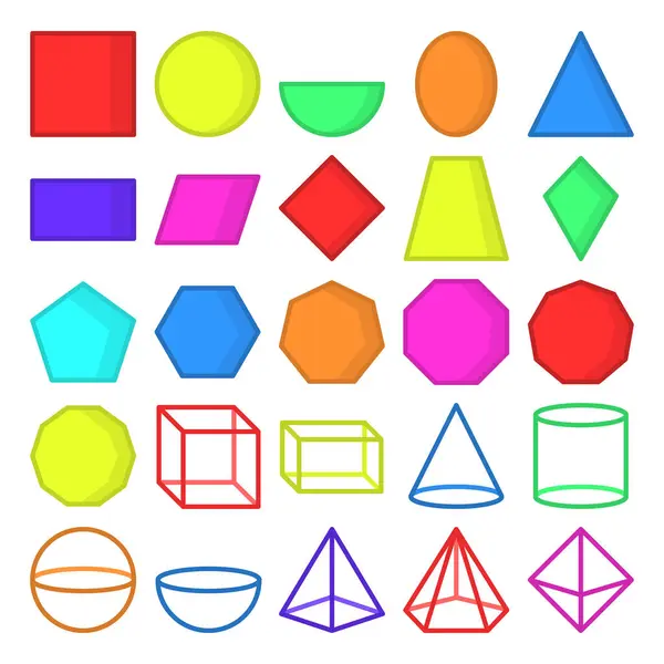Formes Géométriques Icône Ensemble Vecteur Isolé Collection Formes Colorées Carré — Image vectorielle