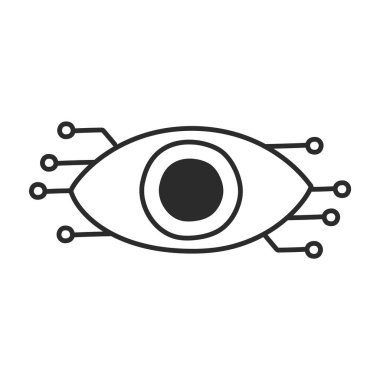 Üretken yapay zeka ikon vektörü izole edildi. Doodle çizimi, modern teknoloji kavramı. Yapay zeka yeniliği, dijital göz