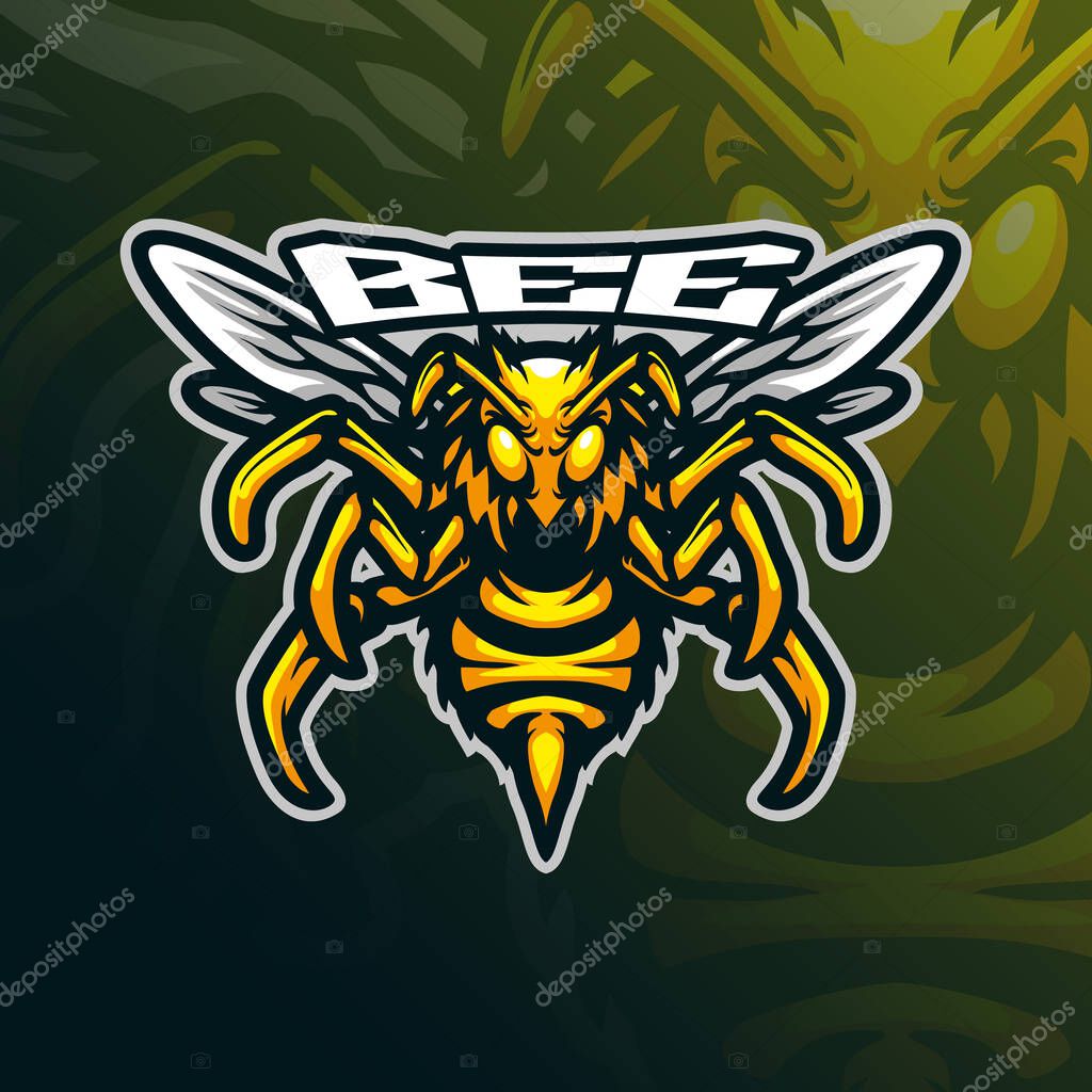Bee mascot logo design vector with modern illustration concept style for badge, emblem and t shirt printing. bee illustration for sport and esport team.