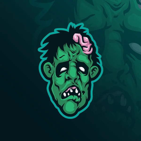 Zombie Mascot Logo Design Modern Illustration Concept Style Badge Emblem — Stock Vector