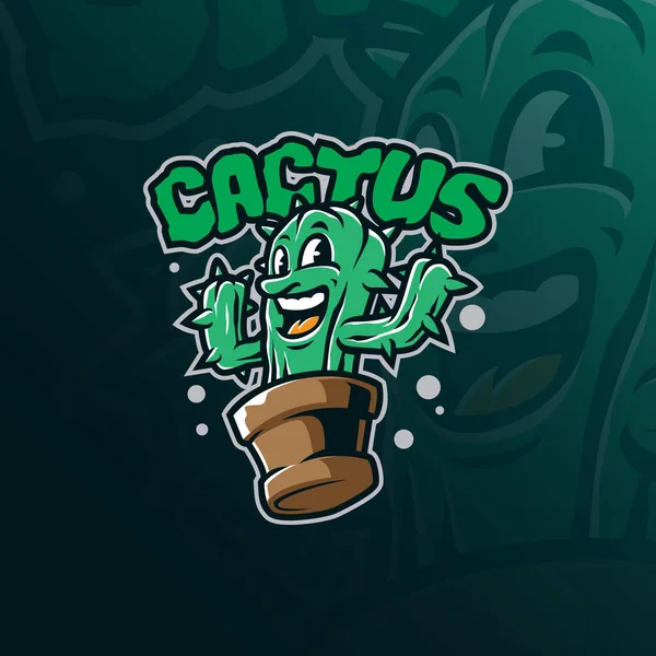 Cactus Mascot Logo Design Modern Illustration Concept Style Badge Emblem — Stock Vector