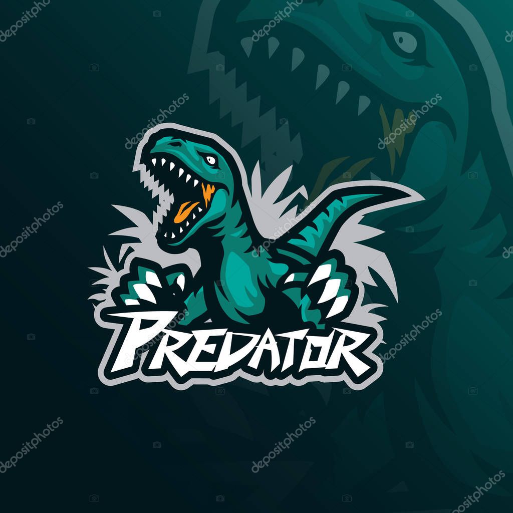 Predator mascot logo design vector with concept style for badge, emblem and t shirt printing. Angry raptor illustration.