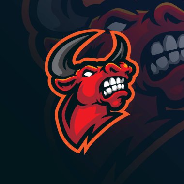 Bull mascot logo design vector with modern illustration concept style for badge, emblem and t shirt printing. Bull head illustration for sport and esport team.