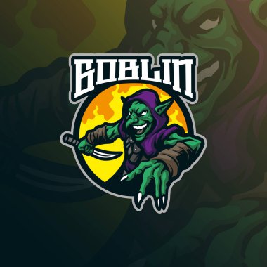 Goblin mascot logo design vector with modern illustration concept style for badge, emblem and t shirt printing. Goblin illustration for sport and esport team.