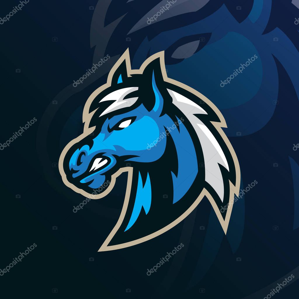 Horse mascot logo design with modern illustration concept style for badge, emblem and t shirt printing. Horse head illustration.