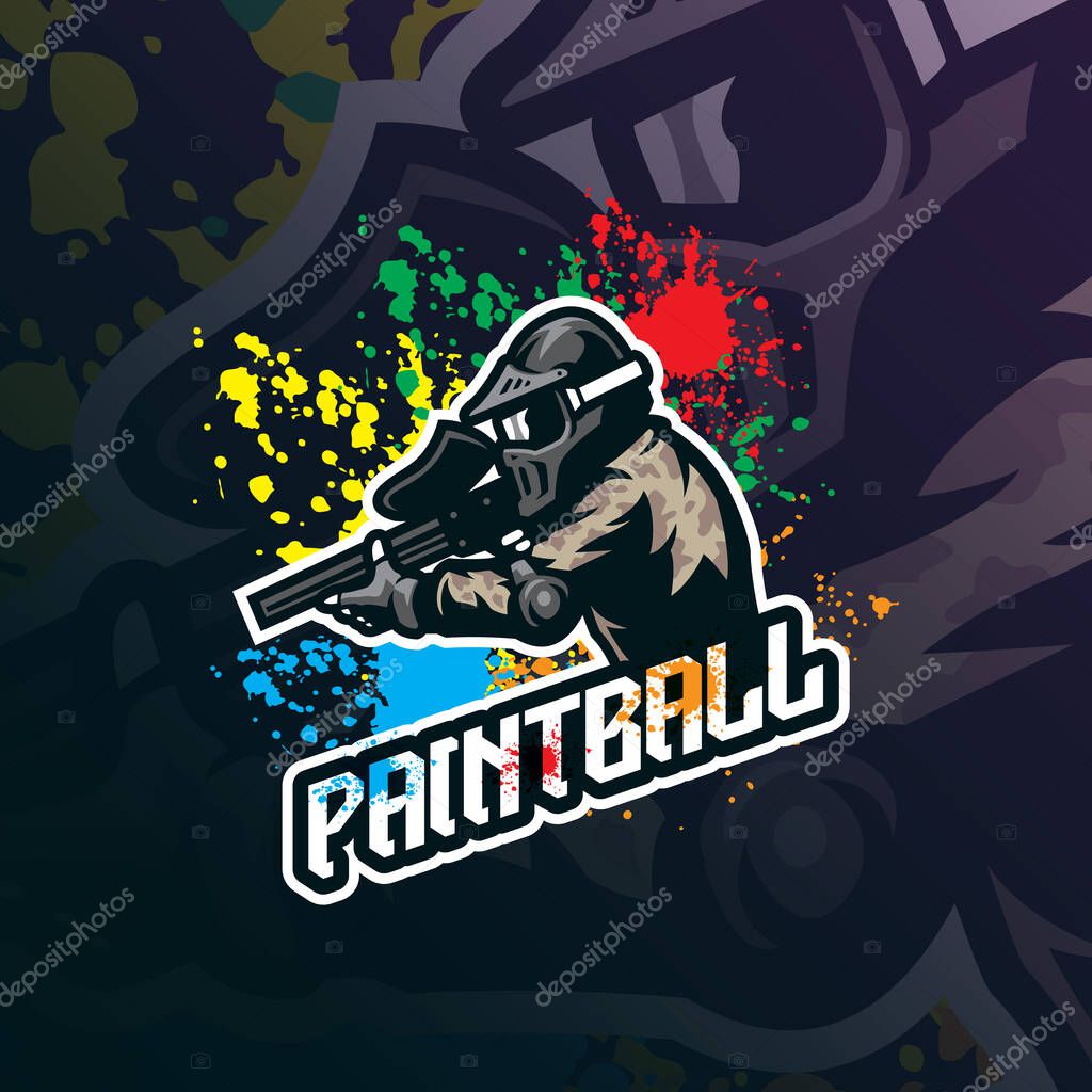 Paintball mascot logo design with modern illustration concept style for badge, emblem and t shirt printing. Paintball logo illustration.