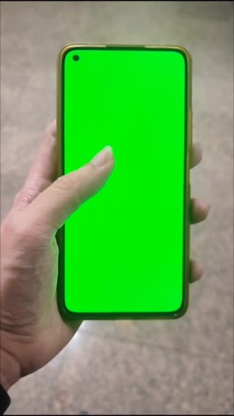 Blanco Digitale Smartphone Hand Van Asia Vrouwen Mobiele Telefoon Groen — Stockvideo
