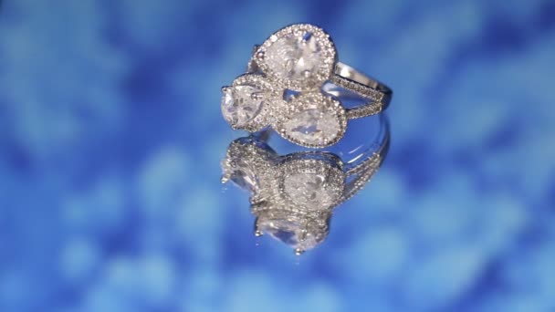 Nome Anel Com Três Diamantes Anéis Casamento Dourados Ouro Branco — Vídeo de Stock