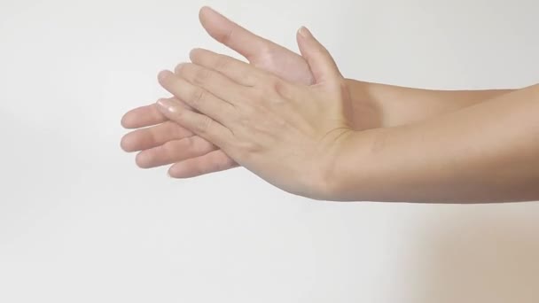 Крупним Планом Відео Аплодуючих Жіночих Рук Рука Жінки Чіпляється Святкує — стокове відео