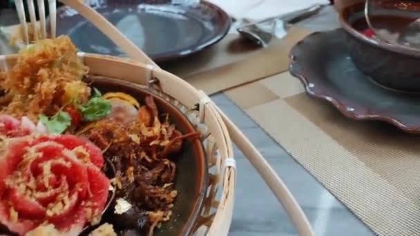 Kao Chae Cooked Rice Soaked Iced Water Eaten Usual Complementary — Stock Video
