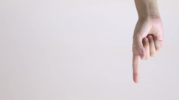 Ένα Ανθρώπινο Χέρι Δείχνει Πάνω Λευκό Φόντο — Αρχείο Βίντεο
