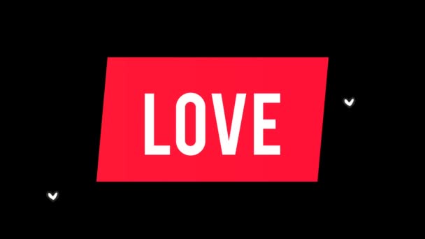 Vídeo Animação Palavra Amor Com Coração Vermelho Movimento Fundo Chave — Vídeo de Stock
