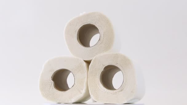 Bílý Měkký Vícevrstvý Toaletní Papír Rolích Makro Hygienické Potřeby Pro — Stock video