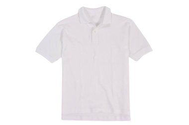 Beyaz arkaplanda boş Polo tişört rengi siyah ön görünüm