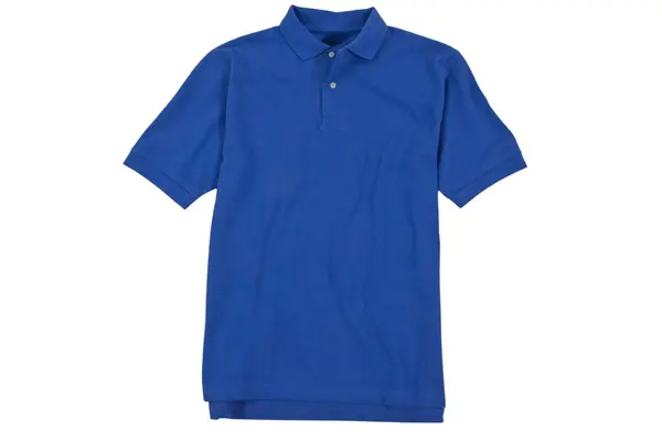 Vorderseite Blaues Poloshirt Auf Weißem Hintergrund — Stockfoto